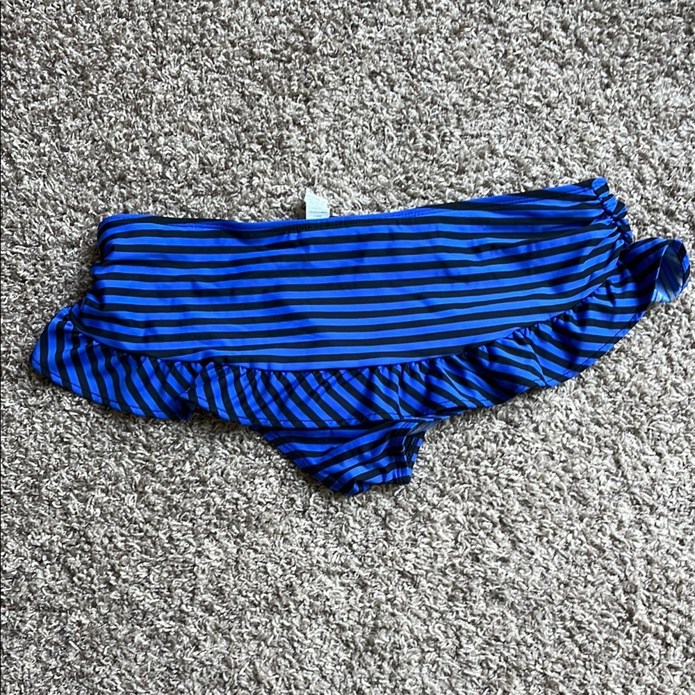 Blue Striped Ruffle Bikini Bottom - Picture 2 of 2